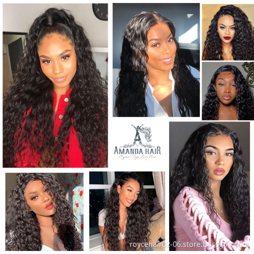 Cheap Brazilian Virgin human hair 36 Inch Braided lace wig, Water Wave Curly Hair Pre Plucked 13x4 HD Swiss Lace Front Wig